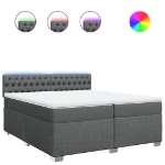 Giroletto a Molle con Materasso Grigio Scuro 200x200 cm Tessuto
