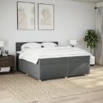 Giroletto a Molle con Materasso Grigio Scuro 200x200 cm Tessuto