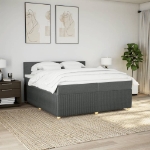 Giroletto a Molle con Materasso Grigio Scuro 200x200 cm Tessuto