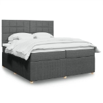 Giroletto a Molle con Materasso Grigio Scuro 200x200 cm Tessuto