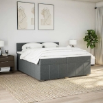 Giroletto a Molle con Materasso Grigio Scuro 200x200 cm Tessuto