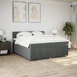 Giroletto a Molle con Materasso Grigio Scuro 200x200 cm Tessuto
