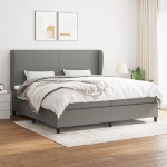 Giroletto a Molle con Materasso Grigio Scuro 200x200 cm Tessuto