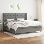Giroletto a Molle con Materasso Grigio Scuro 200x200 cm Tessuto