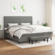 Giroletto a Molle con Materasso Grigio Scuro 200x200 cm Tessuto