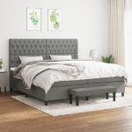 Giroletto a Molle con Materasso Grigio Scuro 200x200 cm Tessuto