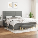 Giroletto a Molle con Materasso Grigio Scuro 200x200 cm Tessuto