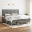 Giroletto a Molle con Materasso Grigio Scuro 200x200 cm Tessuto