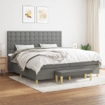Giroletto a Molle con Materasso Grigio Scuro 200x200 cm Tessuto