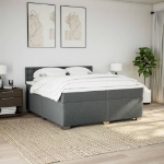 Giroletto a Molle con Materasso Grigio Scuro 200x200 cm Tessuto