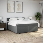 Giroletto a Molle con Materasso Grigio Scuro 200x200 cm Tessuto