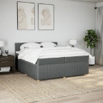 Giroletto a Molle con Materasso Grigio Scuro 200x200 cm Tessuto