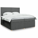 Giroletto a Molle con Materasso Grigio Scuro 200x200 cm Tessuto