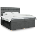 Giroletto a Molle con Materasso Grigio Scuro 200x200 cm Tessuto