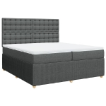 Giroletto a Molle con Materasso Grigio Scuro 200x200 cm Tessuto