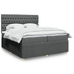 Giroletto a Molle con Materasso Grigio Scuro 200x200 cm Tessuto