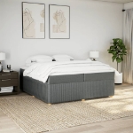 Giroletto a Molle con Materasso Grigio Scuro 200x200 cm Tessuto