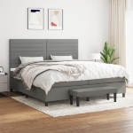 Giroletto a Molle con Materasso Grigio Scuro 200x200 cm Tessuto