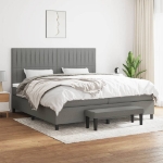 Giroletto a Molle con Materasso Grigio Scuro 200x200 cm Tessuto
