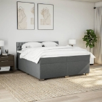 Giroletto a Molle con Materasso Grigio Scuro 200x200 cm Tessuto
