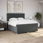 Giroletto a Molle con Materasso Grigio Scuro 200x200 cm Tessuto