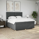 Giroletto a Molle con Materasso Grigio Scuro 200x200 cm Tessuto