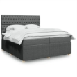 Giroletto a Molle con Materasso Grigio Scuro 200x200 cm Tessuto