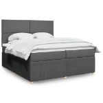 Giroletto a Molle con Materasso Grigio Scuro 200x200 cm Tessuto