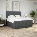 Giroletto a Molle con Materasso Grigio Scuro 200x200 cm Tessuto