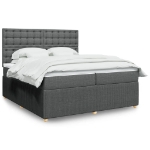 Giroletto a Molle con Materasso Grigio Scuro 200x200 cm Tessuto