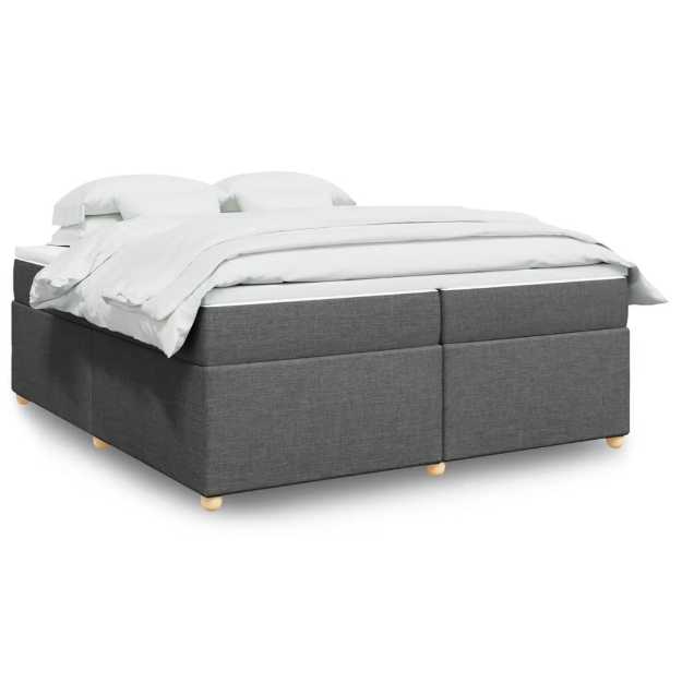 Giroletto a Molle con Materasso Grigio Scuro 200x200 cm Tessuto