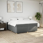 Giroletto a Molle con Materasso Grigio Scuro 200x200 cm Tessuto