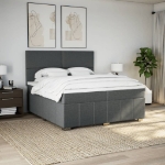 Giroletto a Molle con Materasso Grigio Scuro 200x200 cm Tessuto