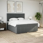 Giroletto a Molle con Materasso Grigio Scuro 200x200 cm Tessuto