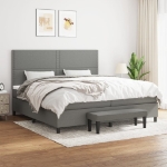 Giroletto a Molle con Materasso Grigio Scuro 200x200 cm Tessuto