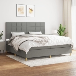 Giroletto a Molle con Materasso Grigio Scuro 200x200 cm Tessuto
