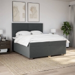Giroletto a Molle con Materasso Grigio Scuro 200x200 cm Tessuto