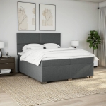 Giroletto a Molle con Materasso Grigio Scuro 200x200 cm Tessuto