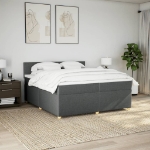 Giroletto a Molle con Materasso Grigio Scuro 200x200 cm Tessuto