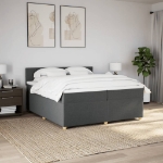 Giroletto a Molle con Materasso Grigio Scuro 200x200 cm Tessuto