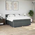 Giroletto a Molle con Materasso Grigio Scuro 200x200 cm Tessuto