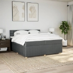 Giroletto a Molle con Materasso Grigio Scuro 200x200 cm Tessuto