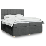 Giroletto a Molle con Materasso Grigio Scuro 200x200 cm Tessuto