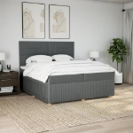 Giroletto a Molle con Materasso Grigio Scuro 200x200 cm Tessuto