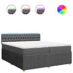 Giroletto a Molle con Materasso Grigio Scuro 200x200 cm Tessuto