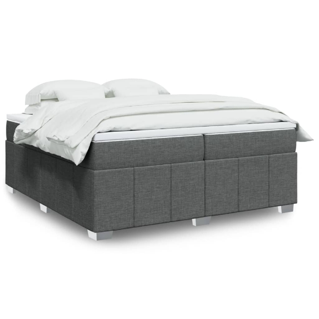 Giroletto a Molle con Materasso Grigio Scuro 200x200 cm Tessuto