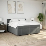 Giroletto a Molle con Materasso Grigio Scuro 200x200 cm Tessuto