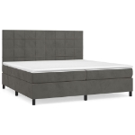 Giroletto a Molle con Materasso Grigio Scuro 200x200 cm Velluto