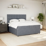 Giroletto a Molle con Materasso Grigio Scuro 200x200 cm Velluto