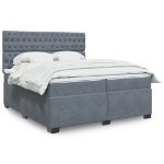 Giroletto a Molle con Materasso Grigio Scuro 200x200 cm Velluto
